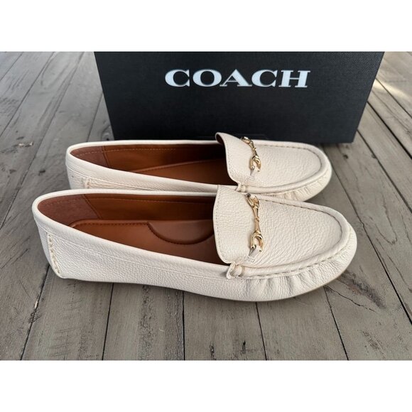 NIB Coach Mavis FG4581 Women Size Cream Pebbled Leather Loafer Size 9 - Picture 6 of 9